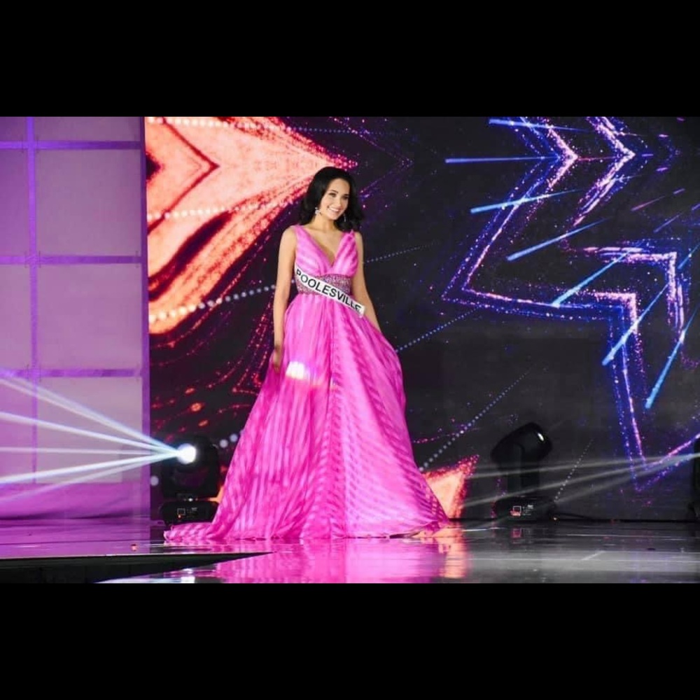 Sherri Hill pink and white striped prom gown